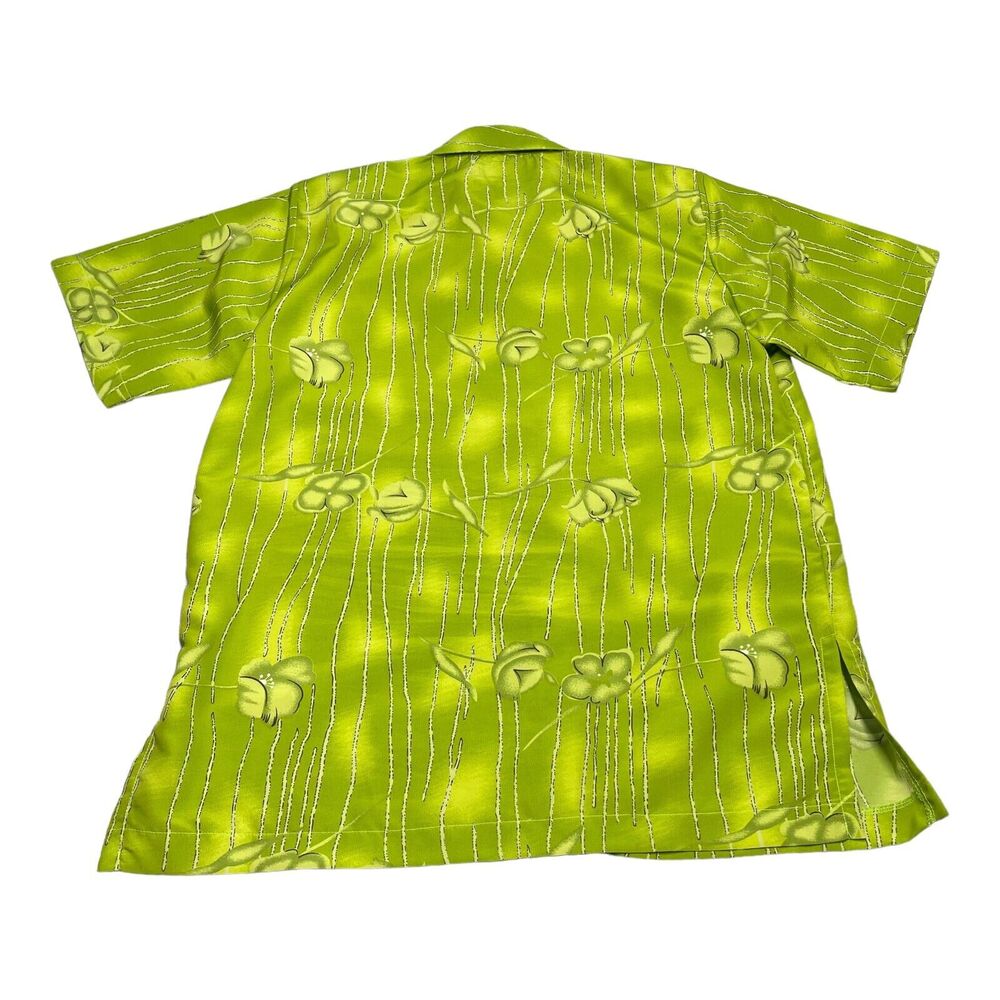 Mattina Shirt Women's Small Green Floral 100% Polyester Short Sleeve Button-Up - Picture 3 of 6